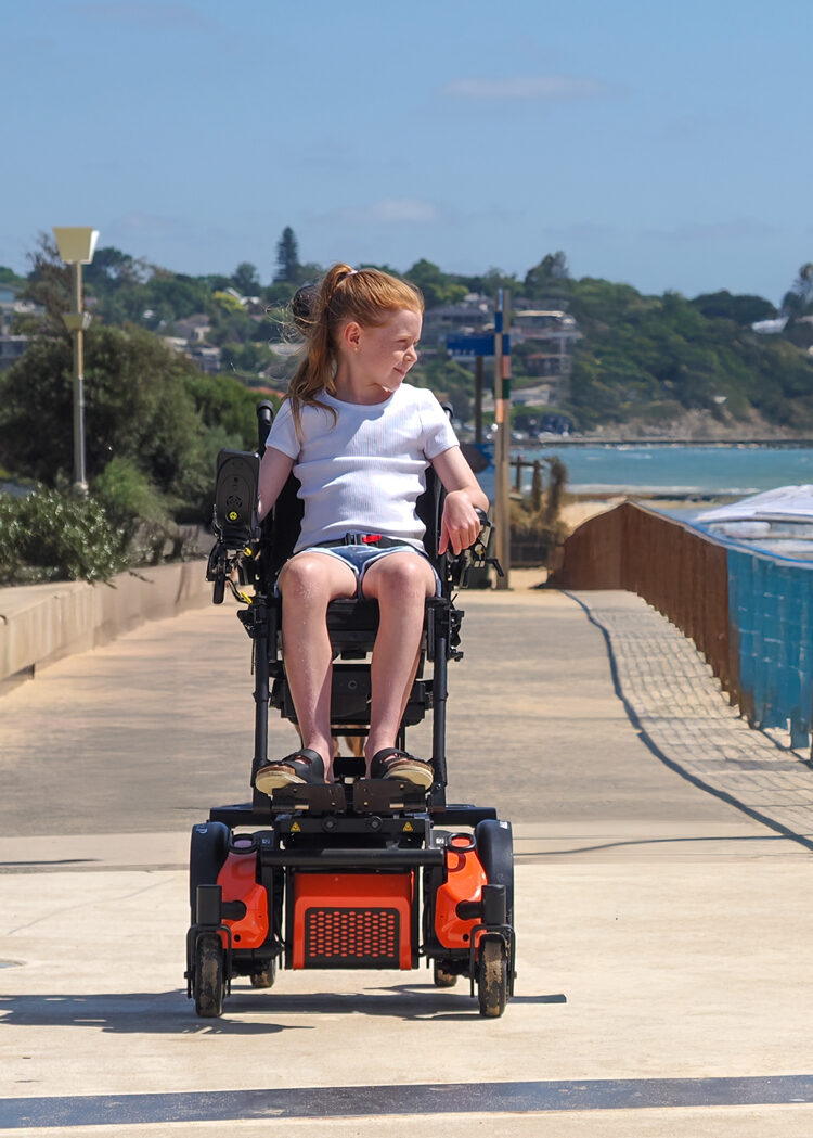 Amylior Alltrack P3 pediatric motorized wheelchair outdoor use